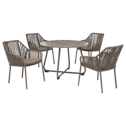 KETTLER Manhattan 4 Seater Table & Twist Chairs Set, Taupe